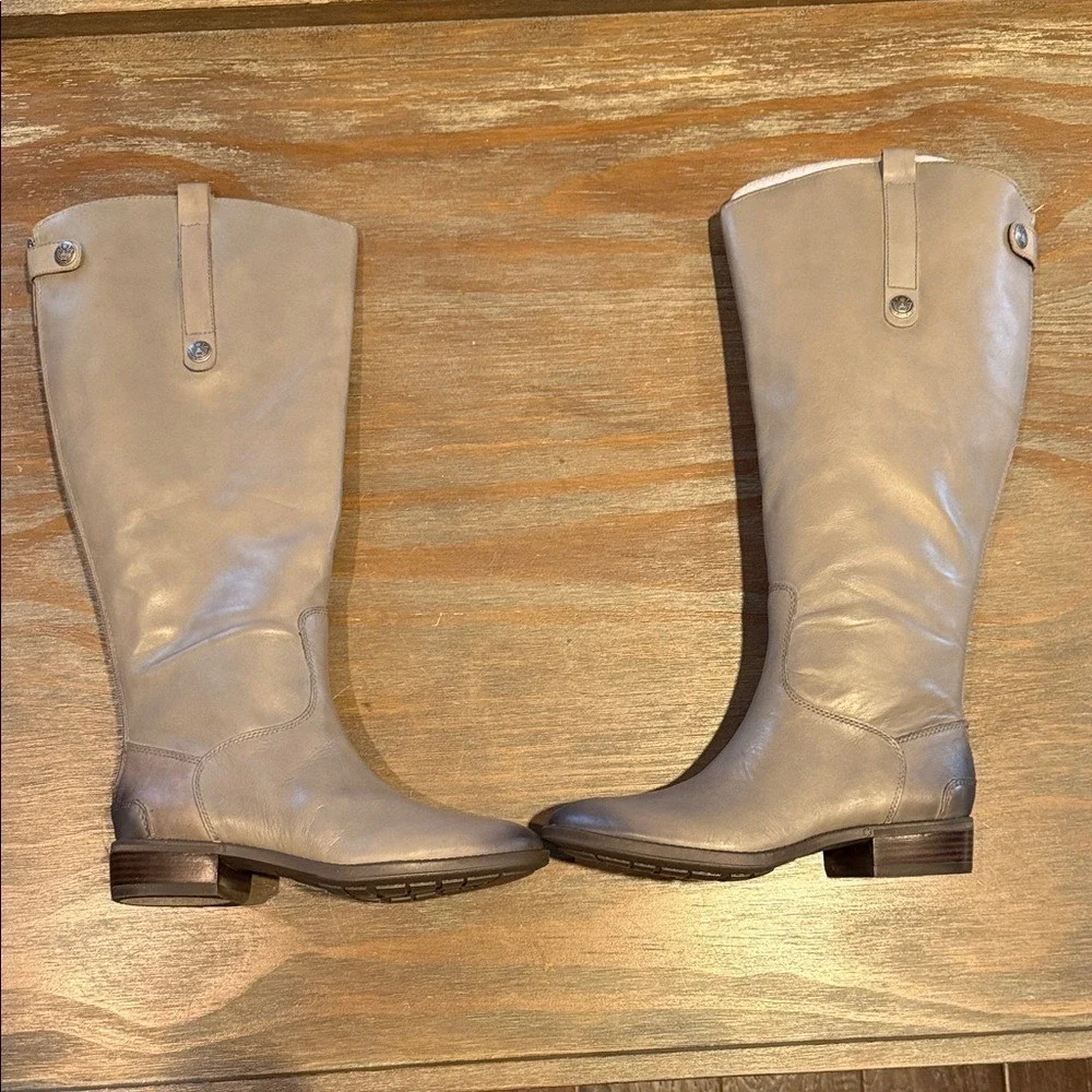 Sam Edelman Gray‎ Leather Riding Boots – Size 6W – New in Box